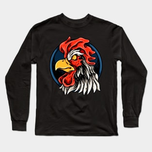 Rooster Head Illustration Long Sleeve T-Shirt